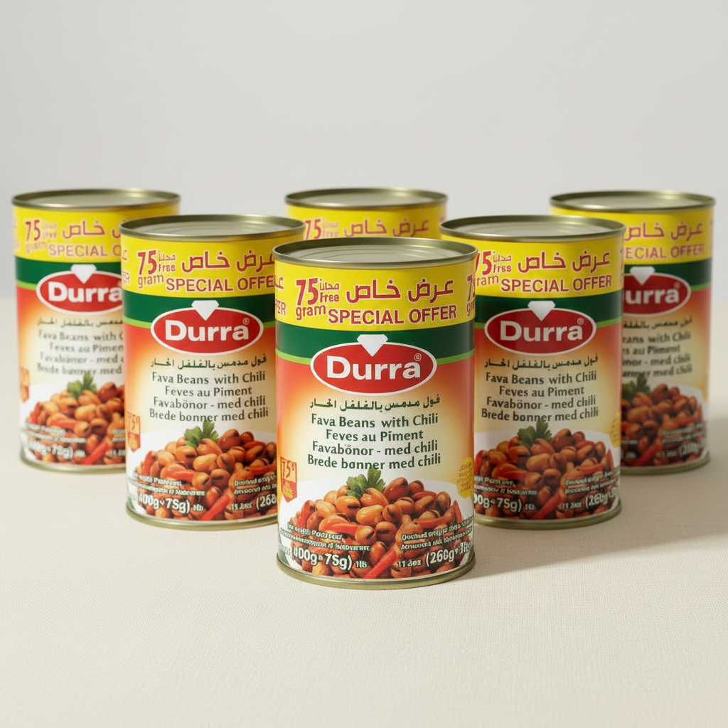 Fèves au Piment | Foul Médamès Épicé en Conserve 475g Durra