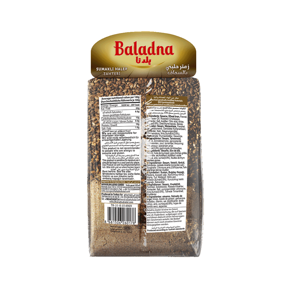 Zaatar au Sumac Oriental, Mélange d'Alep Authentique – 400 g – Baladna