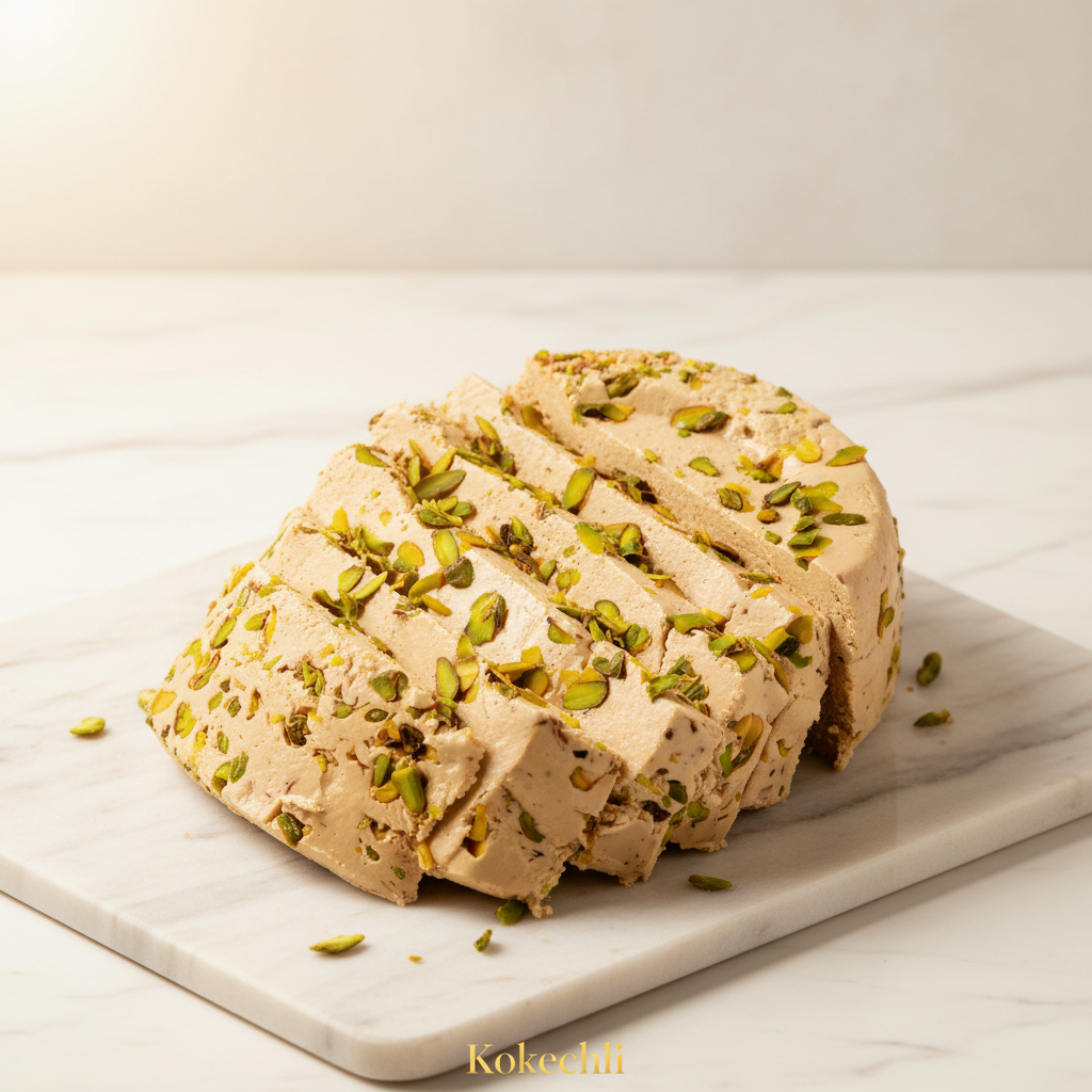 Halawa Extra avec pistache - Daabool Brothers - Confiserie libanaise Halva au tahini et pistaches
