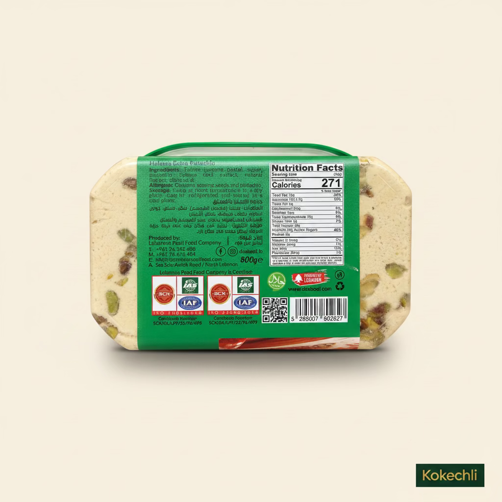 Halawa Extra avec pistache - Daabool Brothers - Confiserie libanaise Halva au tahini et pistaches