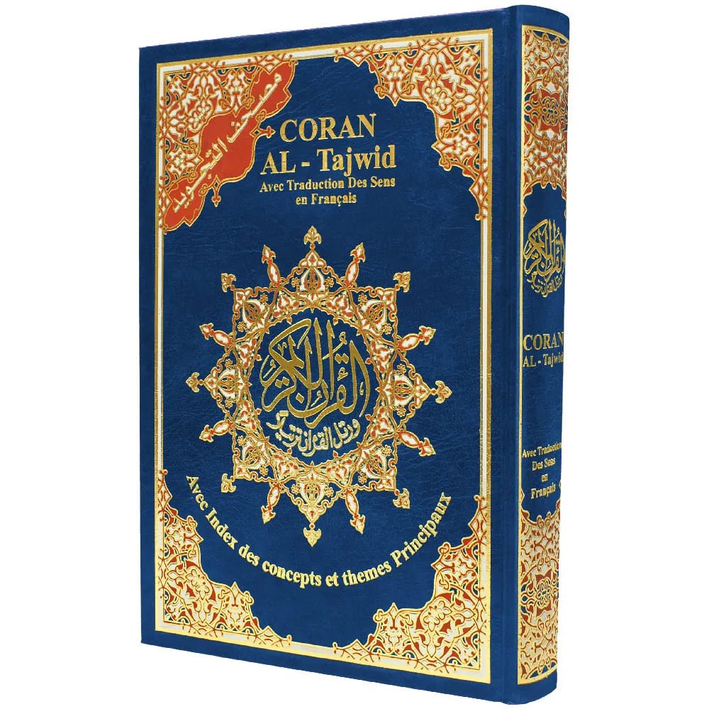 Coran Al-Tajwid avec traduction du sens en français – Édition Dar Almarifa – format 17×24 cm - Bleu marine