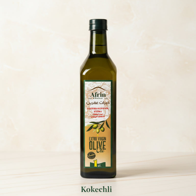 Huile d’olive extra vierge Afrin Khairat 1L – Huile d’olive naturelle premium d’Afrin (Syrie) - Kokechli Kokechli