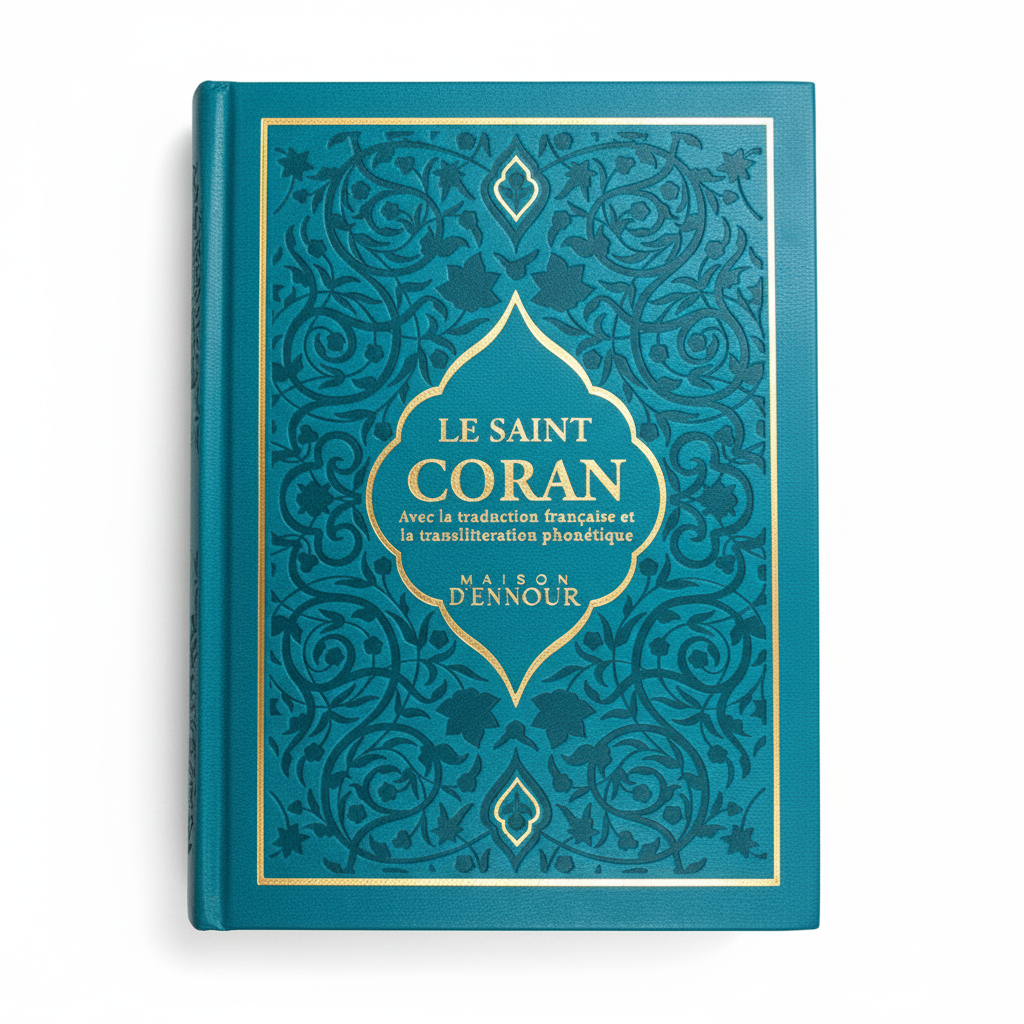 Le Saint Coran Bleu Turquoise - Couverture Daim - Français - Arabe - Phonétique 14*20 cm