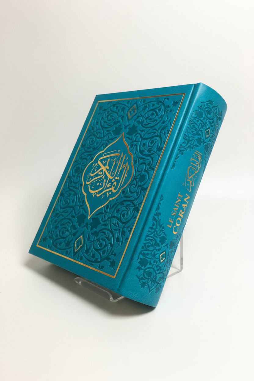 Le Saint Coran Bleu Turquoise en Arabe - Français - Phonétique - couverture rigide format poche