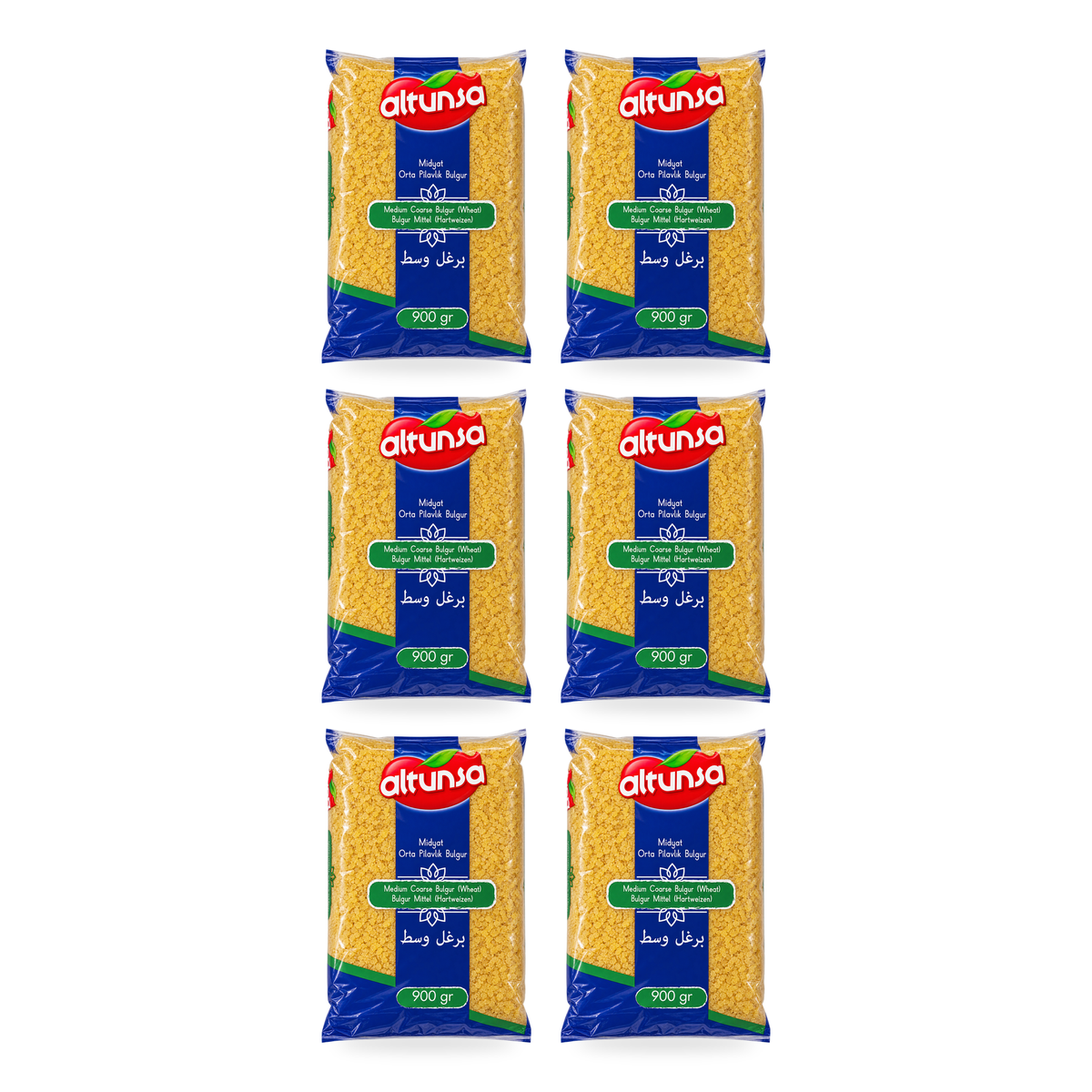 Boulgour à grains moyens Altunsa 900 g – lot de 6 sachets, fond blanc