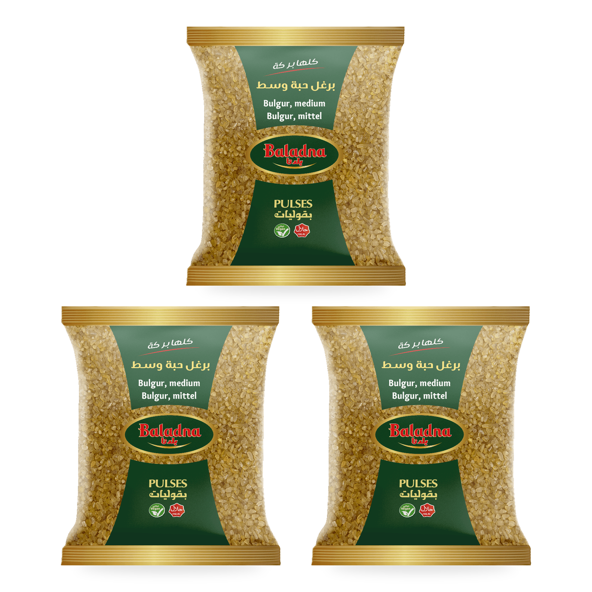Boulgour grains moyens Baladna 900 g – Lot de 3 sachets