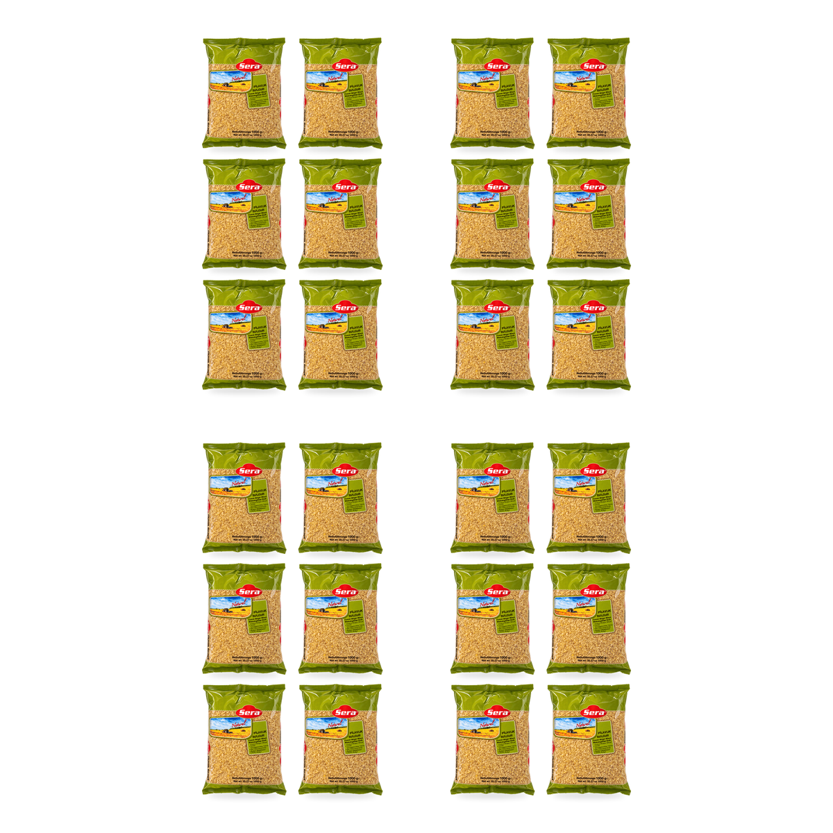 Boulgour à gros grains Sera 1 kg – lot de 24 sachets, fond blanc