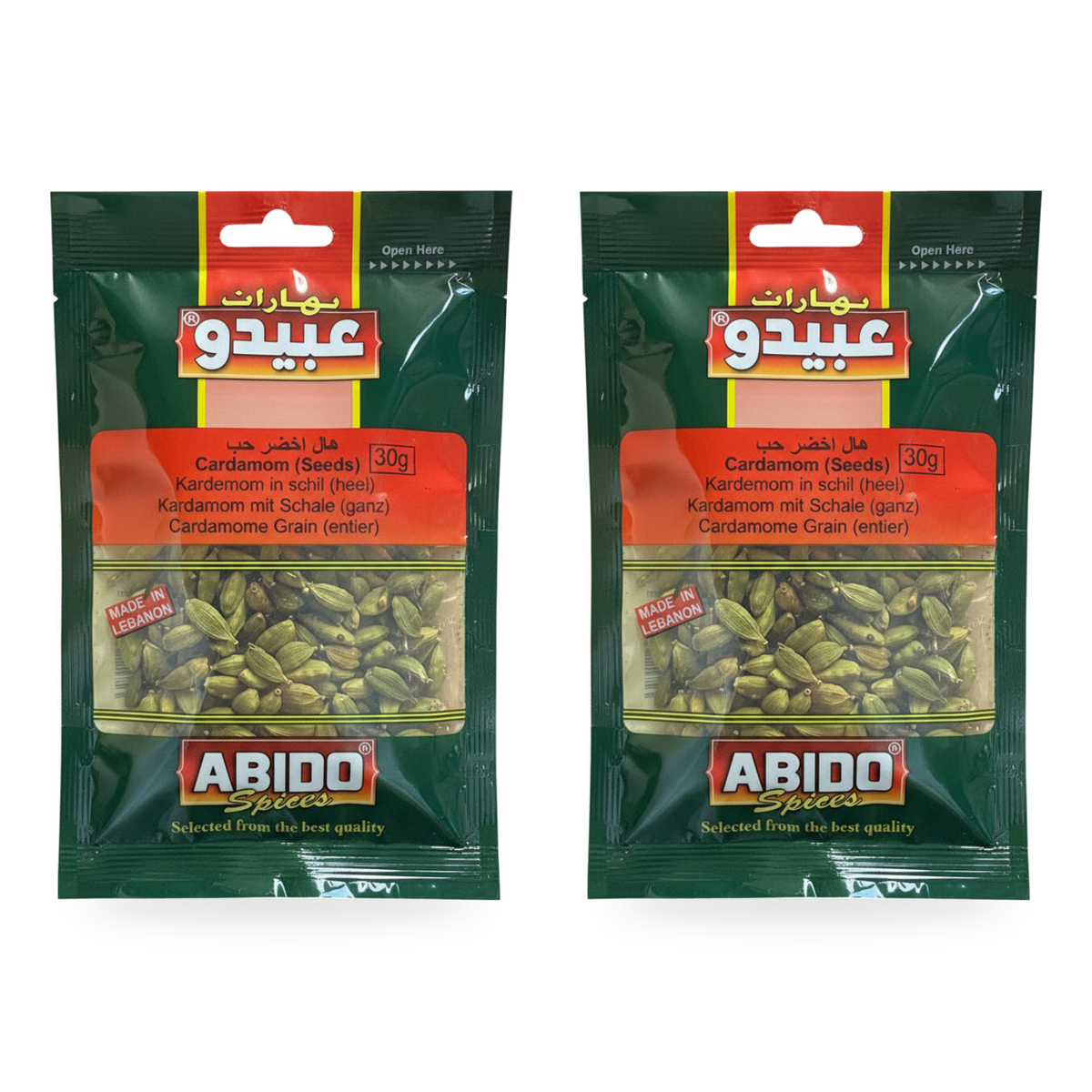 Cardamome entière Abido 30 g — lot de 2 sachets