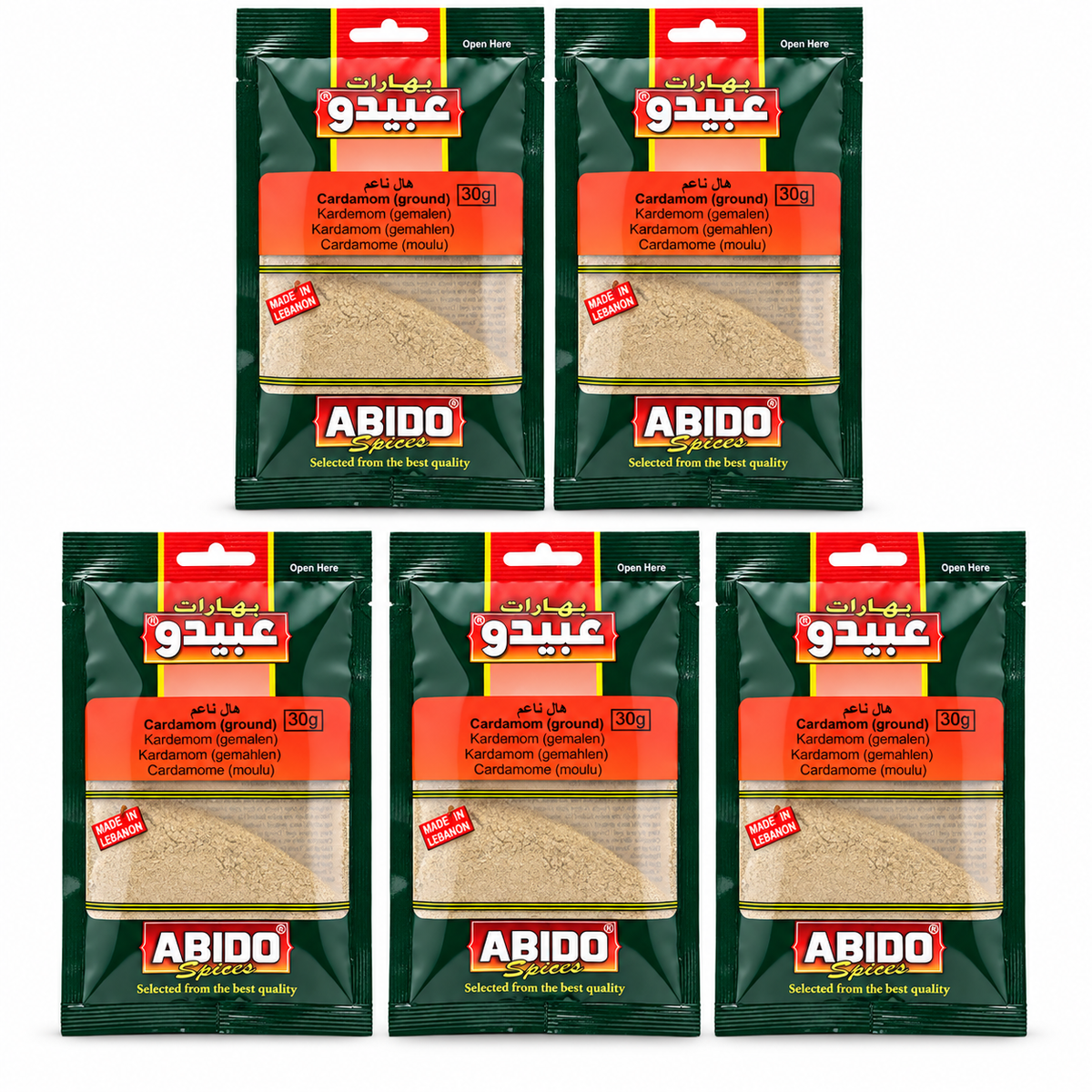 Cardamome moulue Abido 30 g — lot de 5 sachets
