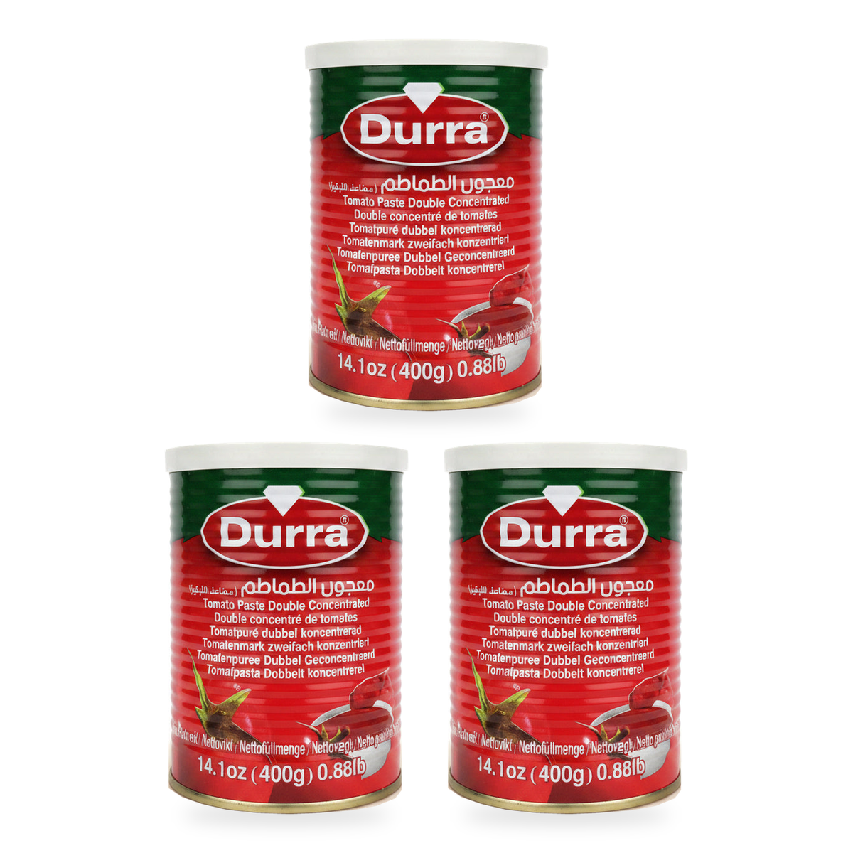 Double concentré de tomates Durra400 g – Lot de 3 boîtes