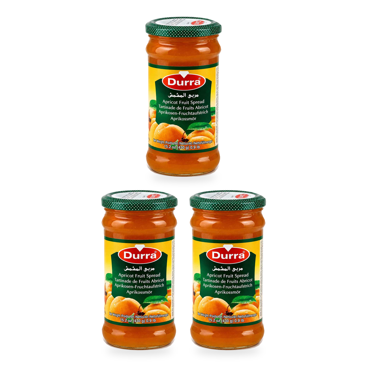 Confiture d’abricot Durra 430 g — lot de 3 pots