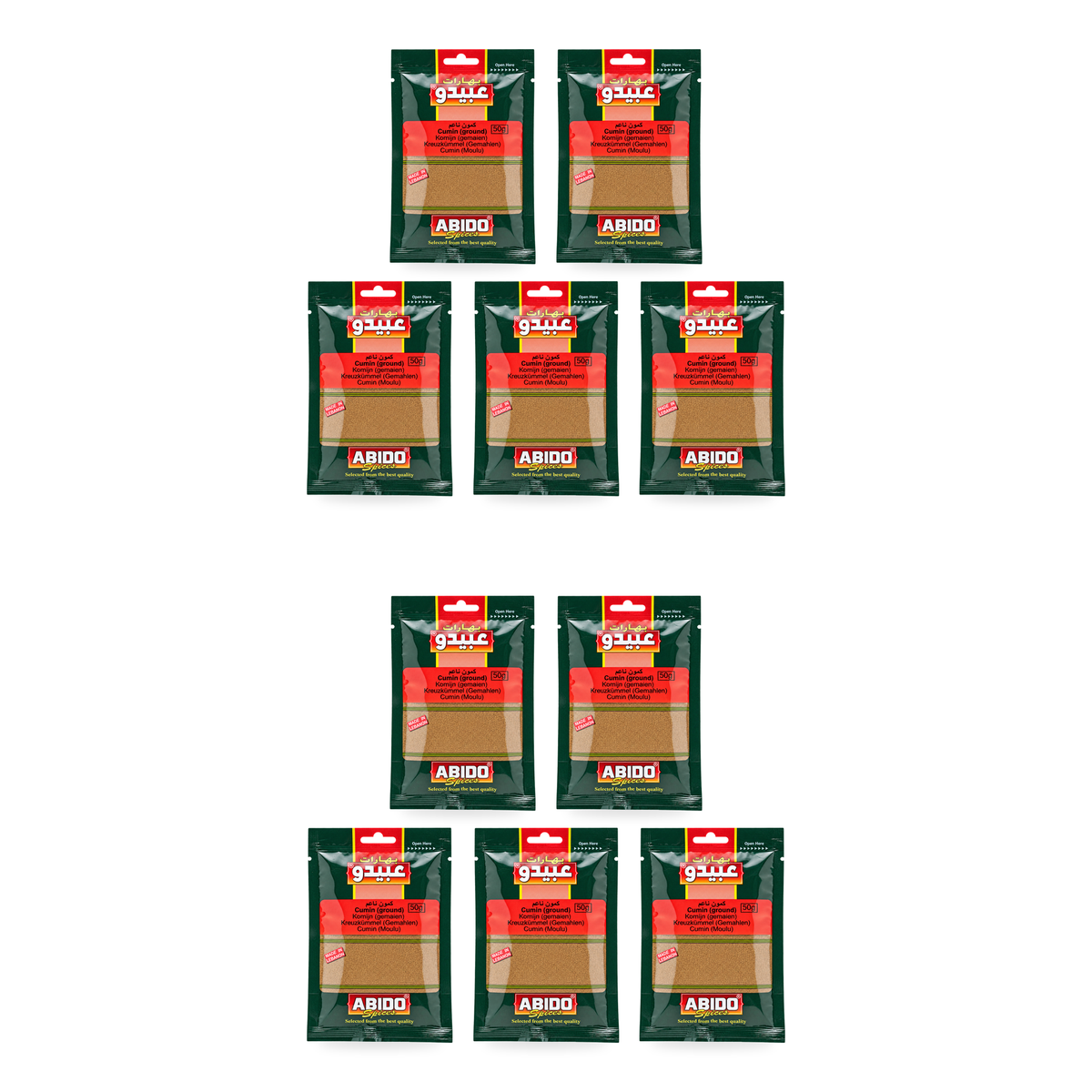 Cumin moulu Abido Spices 50 g – lot de 10 sachets