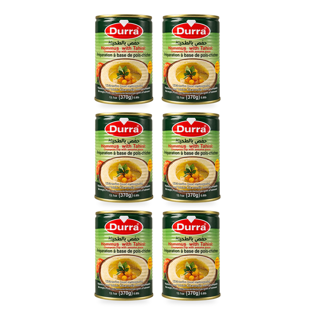 Houmous au tahini Durra370 g – Lot de 6 boîtes