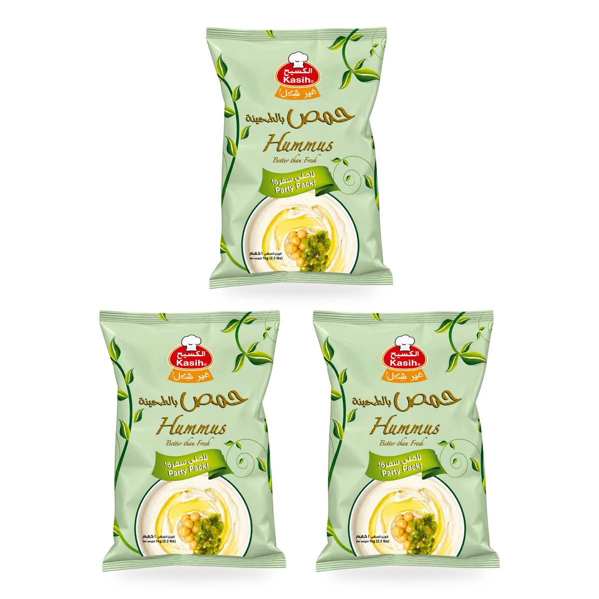 Houmous tahini Kasih 1 kg – Lot de 3 sachets