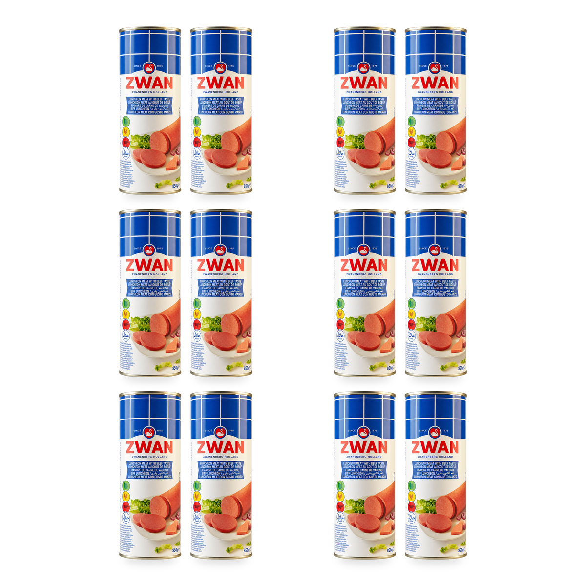 Luncheon meat au goût de bœuf ZWAN 850 g – lot de 12 boîtes