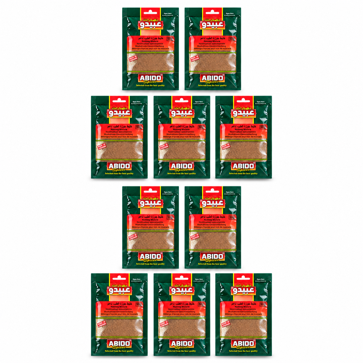 Mélange de noix de muscade moulue Abido 50 g – lot de 10 sachets