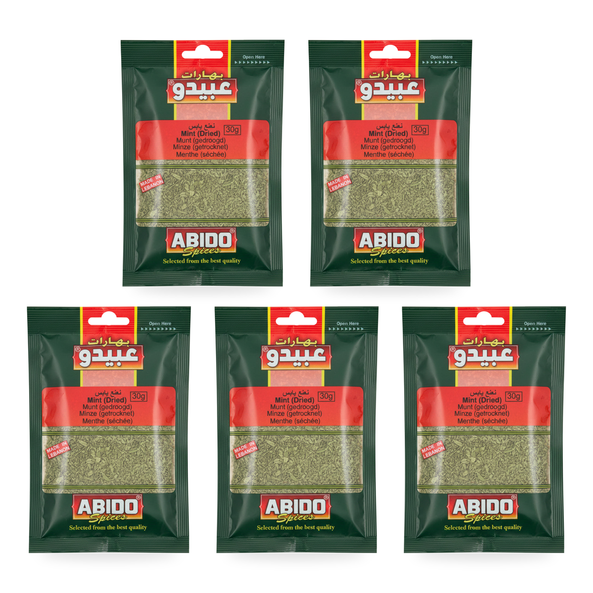 Menthe séchée Abido Spices 30 g – lot de 5 sachets
