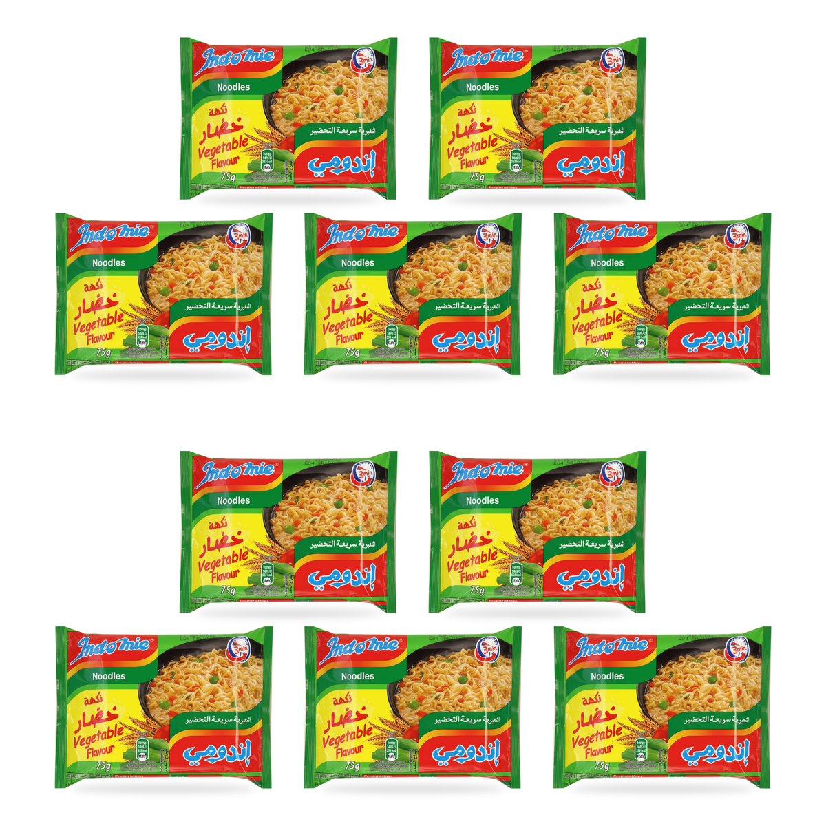 Nouilles instantanées aux légumes Indomie 75 g – lot de 10 sachets