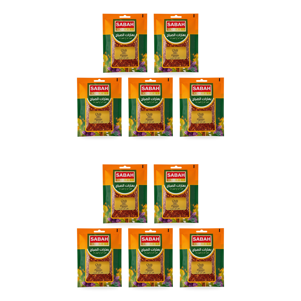 Piment fort avec graines Sabah 50 g – lot de 10 sachets