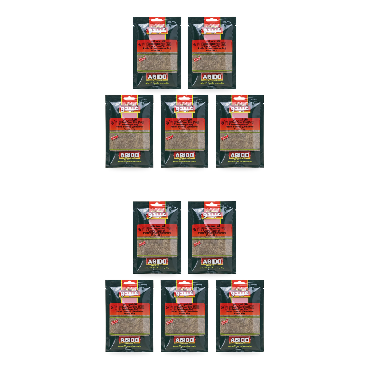 Poivre noir moulu fin Abido 50 g - lot de 10 sachets