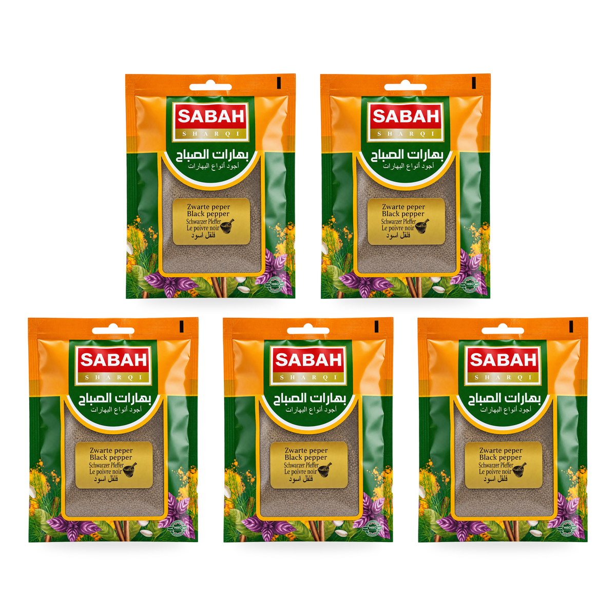 Poivre noir moulu Sabah 50 g – lot de 5 sachets