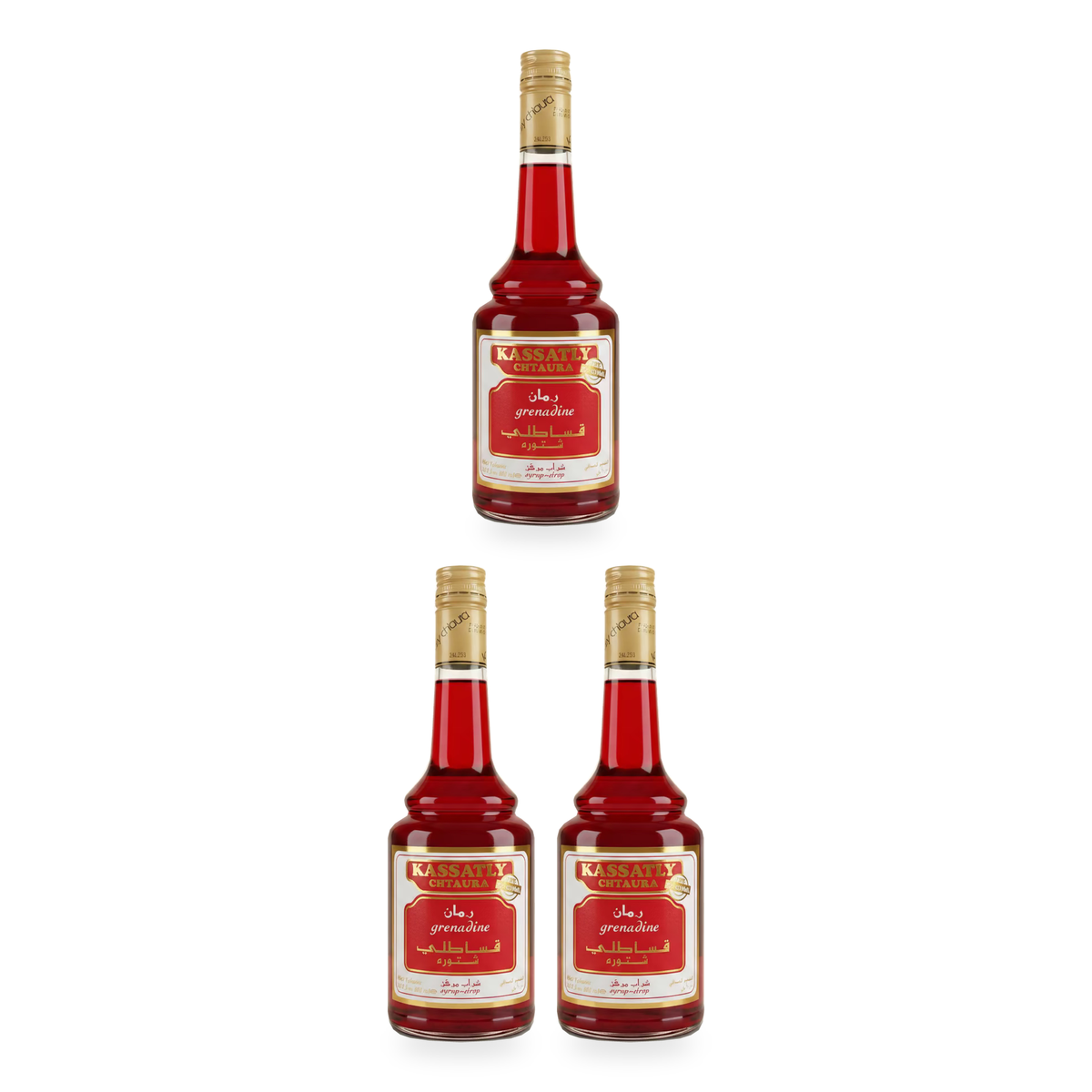 Sirop de grenadine Kassatly Chtaura 600 ml – lot de 3 bouteilles