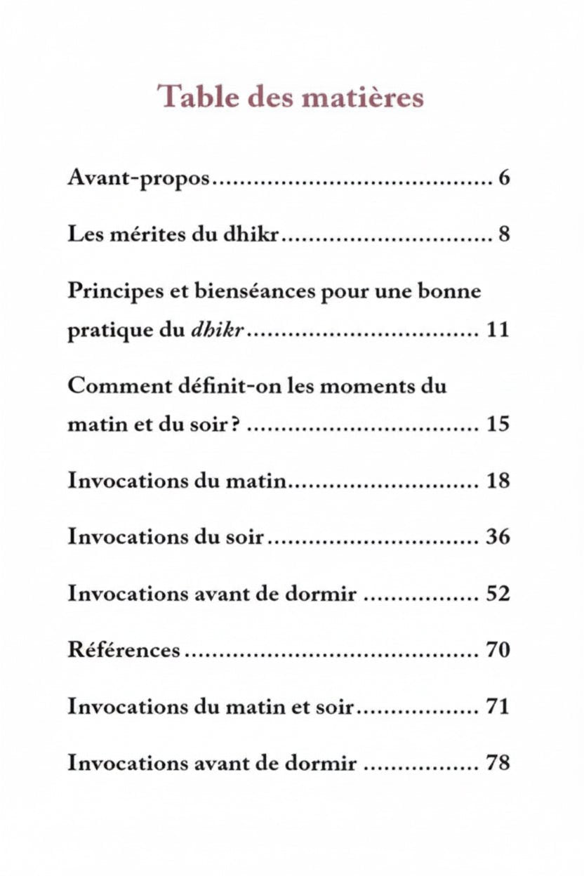 Le Dhikr du Matin et du Soir tiré du Coran et de la Sunna - KokechliAl Hadîth
