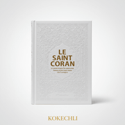 Le Saint Coran - Arabe + Transcription phonétique + Traduction française – Édition de luxe Blanc Doré (14 x 20 cm) - Kokechli Orientica