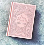 Le Saint Coran couverture daim - Rose clair - 14×20 cm