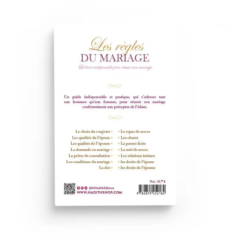 Les règles du mariage Le livre indispensable pour réussir son mariage 4ᵉ édition – Éditions Al - Hadîth - KokechliAl Hadîth