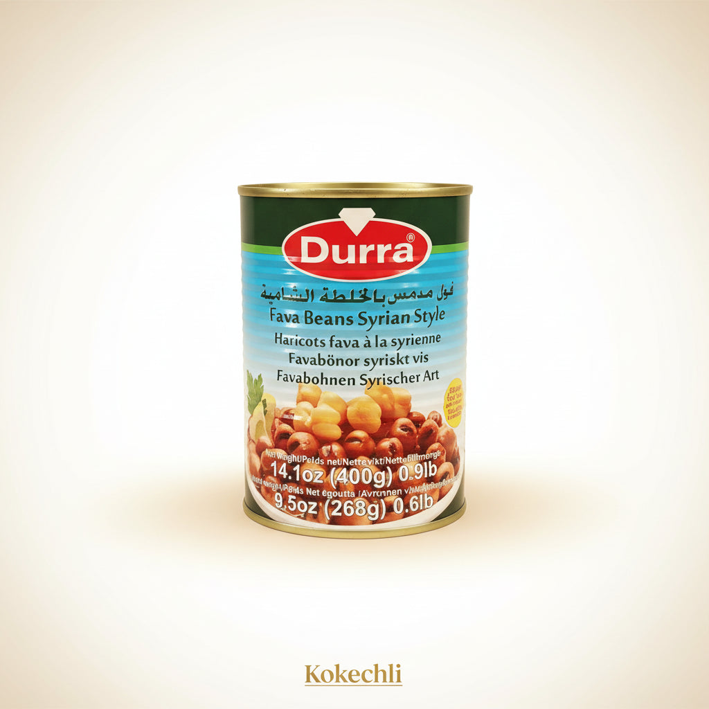 Fèves à la Syrienne Durra Ful Medames Syrian Style 400g + 75g offerts – Huile d'olive, Ail & Citron