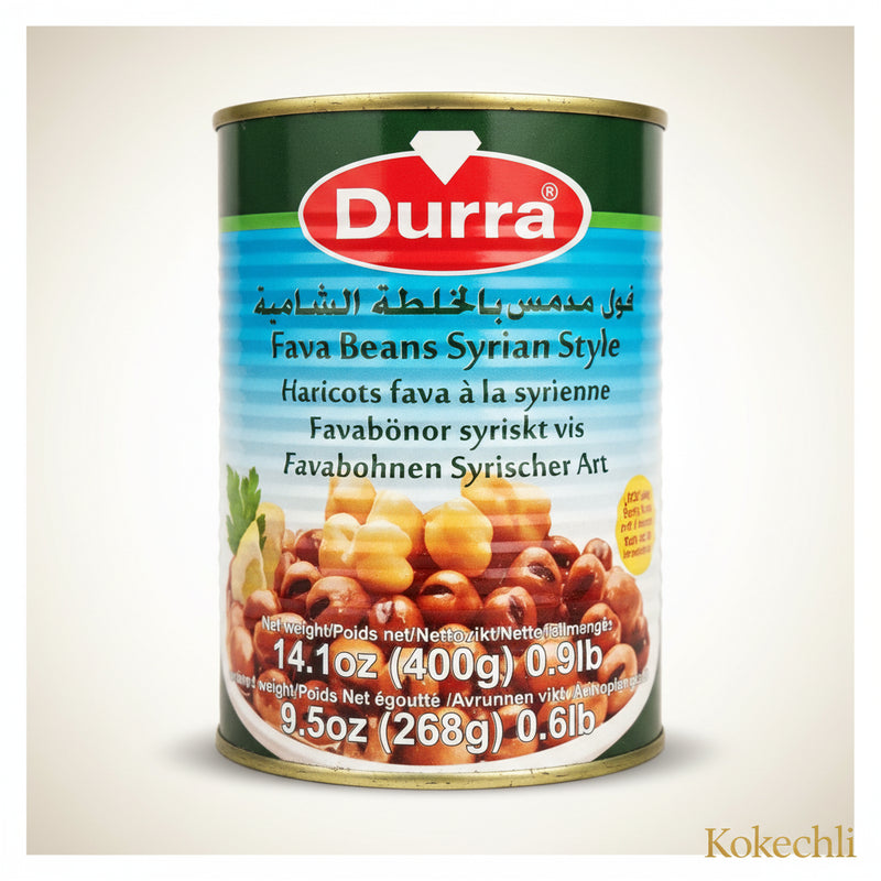 Fèves à la Syrienne Durra Ful Medames Syrian Style 400g + 75g offerts – Huile d'olive, Ail & Citron