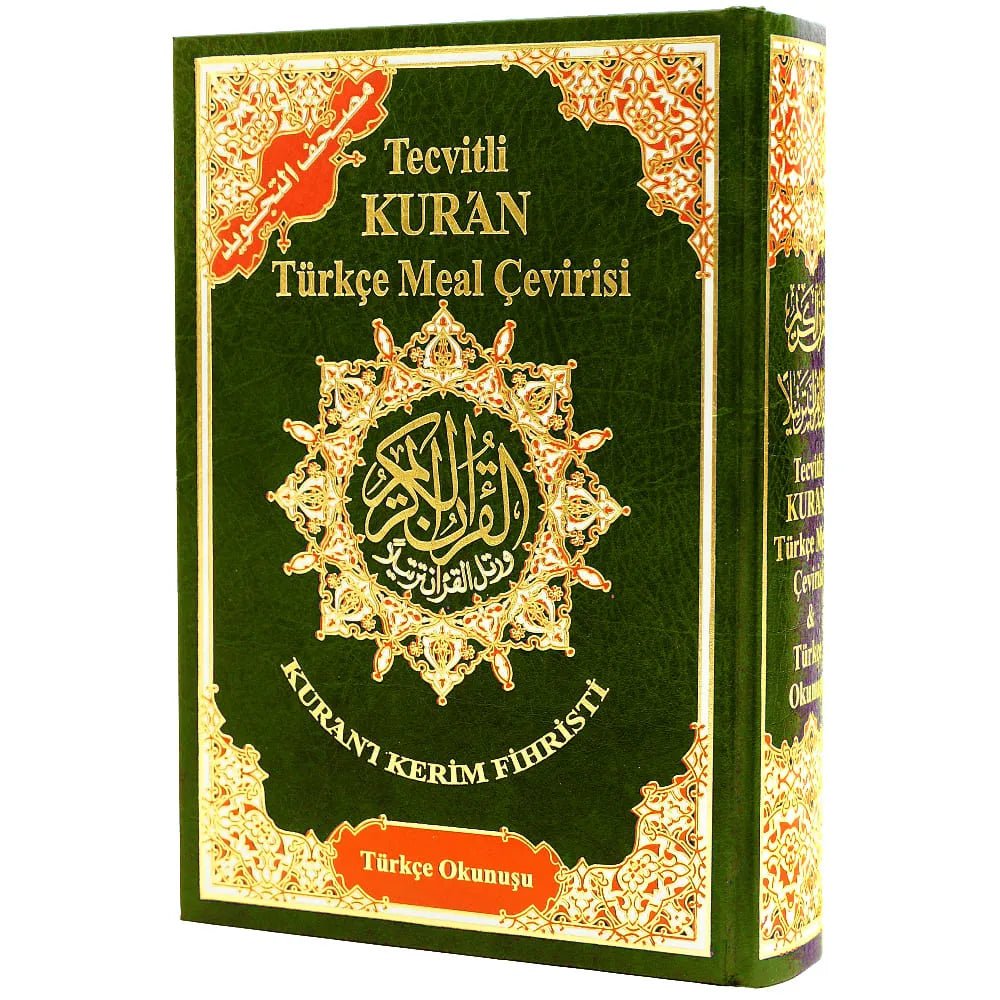 Tecvitli KUR’AN Türkçe Meal Çevirisi + Türkçe Okunuşu - Coran Tajwîd (Hafs) – Arabe & Turc – Dar Al Maarifah – 17 × 24 cm - Vert
