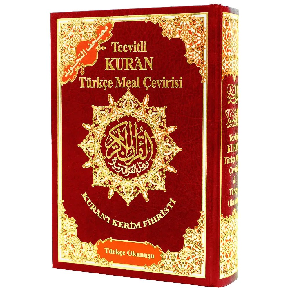 Tecvitli KUR’AN Türkçe Meal Çevirisi + Türkçe Okunuşu - Coran Tajwîd (Hafs) – Arabe & Turc – Dar Al Maarifah – 17 × 24 cm - Rouge
