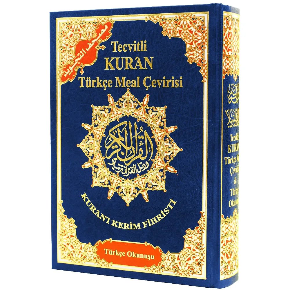 Tecvitli KUR’AN Türkçe Meal Çevirisi + Türkçe Okunuşu - Coran Tajwîd (Hafs) – Arabe & Turc – Dar Al Maarifah – 17 × 24 cm - Bleu marine